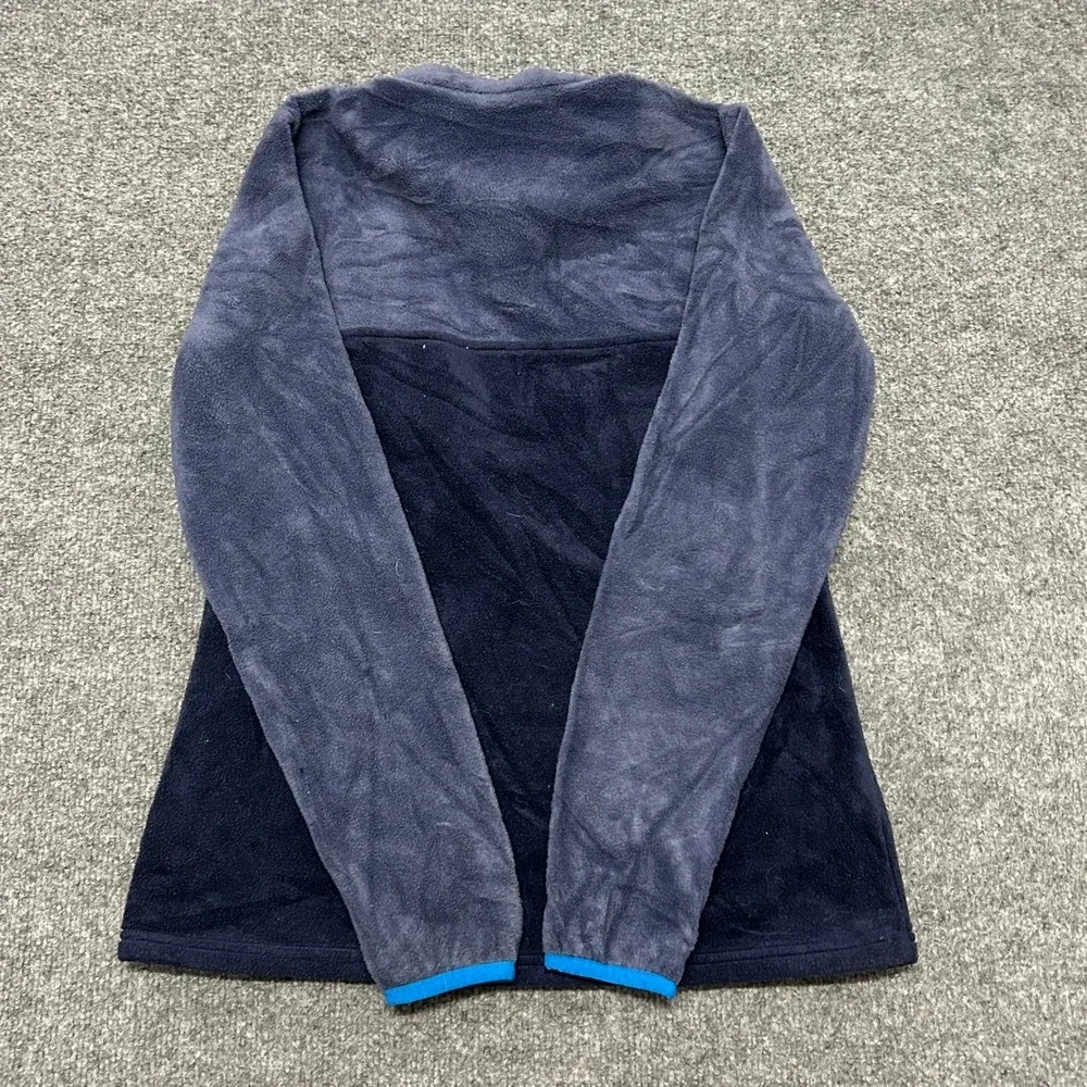 Columbia Fleece Pullover Womens Size S Navy Blue Grey Snap Neck Outdoor Hole